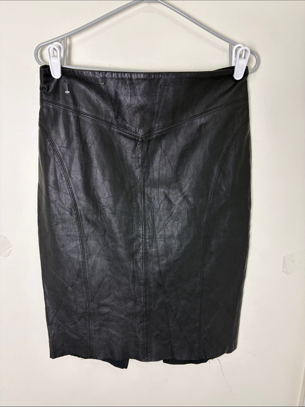Vintage Black Vegan Leather Pencil Skirt - Classic Women’s Skirt